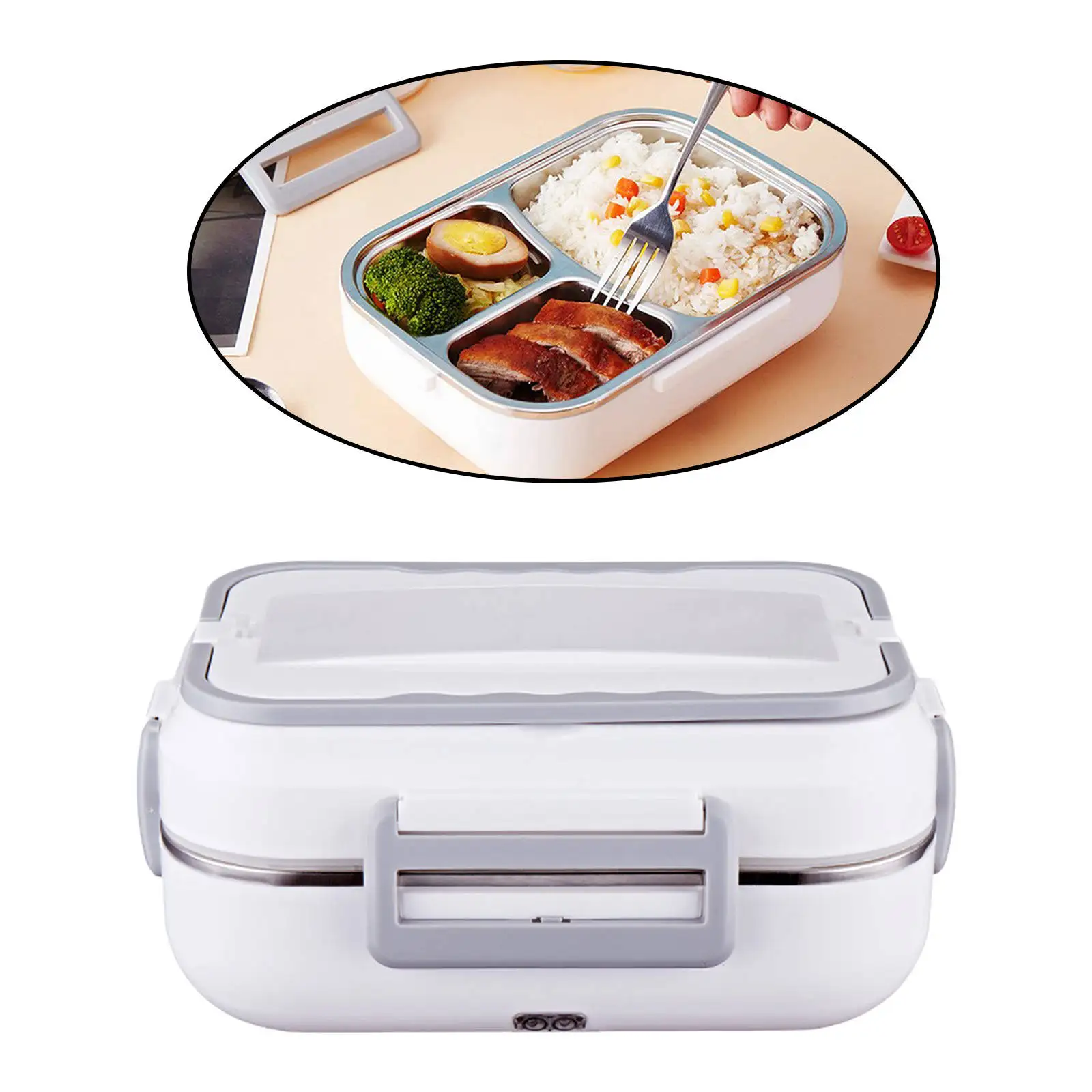 Stainless Steel Dual Use Electric Lunch Box 2 in 1 Heated Container With Cutlery Box Phone Holder Easy to Clean US Adpater
Stainless Steel Dual Use Electric Lunch Box 2 in 1 Heated Container With Cutlery Box Phone Holder Easy to Clean US Adpater