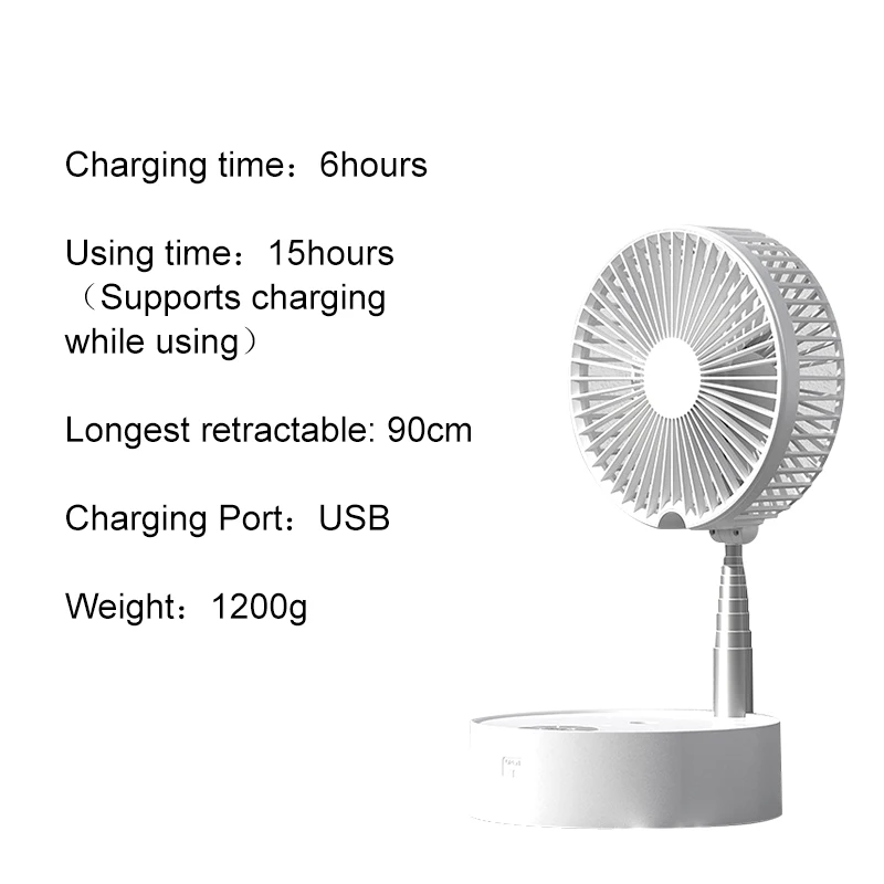 

Household Fan Height Adjustment Aluminum Alloy Rod Retractable Compact Table Fan for Easy Storage Humidification Night light