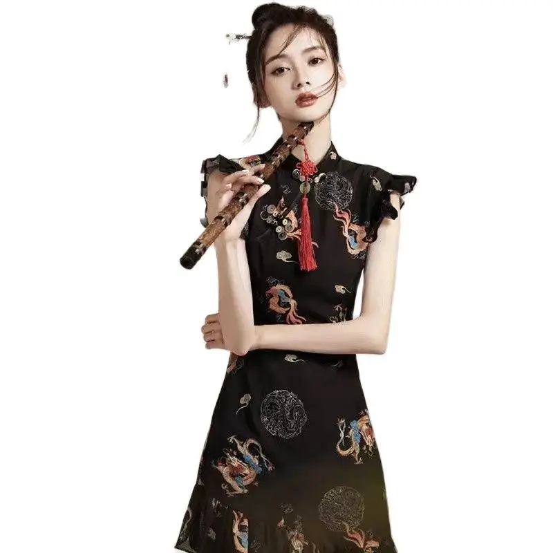 2021 Summer Cheongsam Female Fishtail Girl Chinese Style Floral Dress Women Vintage Robe f779
2021 Summer Cheongsam Female Fishtail Girl Chinese Style Floral Dress Women Vintage Robe f779