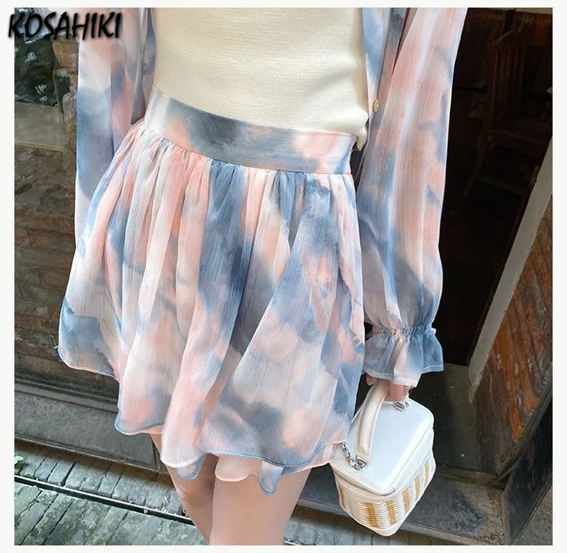 KOSAHIKI Summer Harajuku 3 Pieces Set Women Tie Sye Suit Long Sleeve Blouse + White Vest+ Mini Pleated Skirts Casual Beach Sets
KOSAHIKI Summer Harajuku 3 Pieces Set Women Tie Sye Suit Long Sleeve Blouse + White Vest+ Mini Pleated Skirts Casual Beach Sets