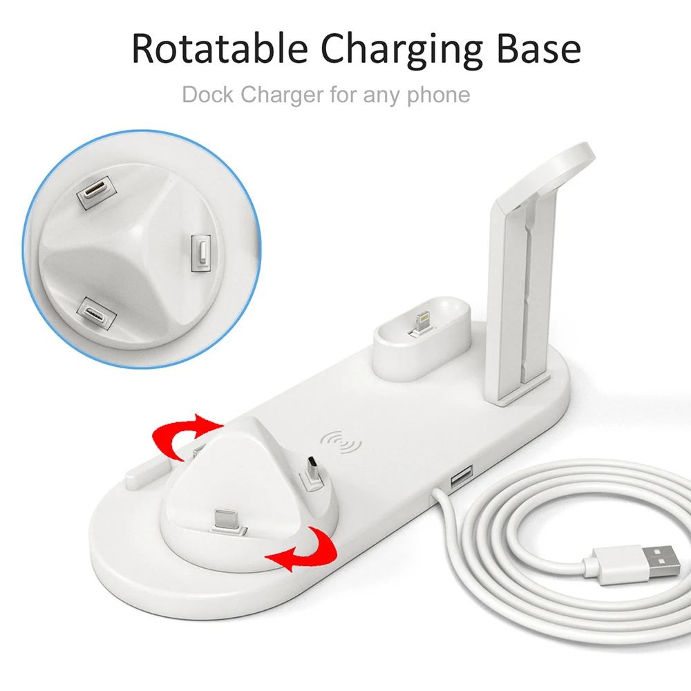 15W Qi Wireless Charger 4 in 1 Charging Stand For iWatch Airpods Pro Station Samsung Galaxy iPhone Fast | Мобильные телефоны и