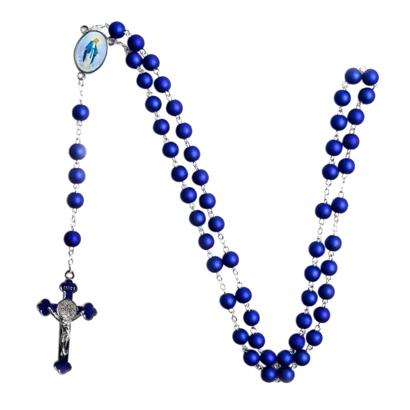 Blue Acrylic Rosary Necklace Cross Pendant Catholic Christian Religious Jesus Necklaces Men Women Jewelry Charm Gift
Blue Acrylic Rosary Necklace Cross Pendant Catholic Christian Religious Jesus Necklaces Men Women Jewelry Charm Gift