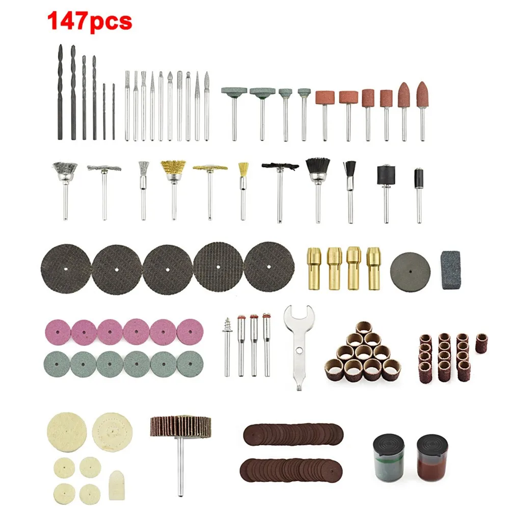 147pc Rotary Tool Accessory Attachment Kits Grinding Sanding Polishing Sander Abrasive Fit Woodwroking Dre-mel Grinder
147pc Rotary Tool Accessory Attachment Kits Grinding Sanding Polishing Sander Abrasive Fit Woodwroking Dre-mel Grinder