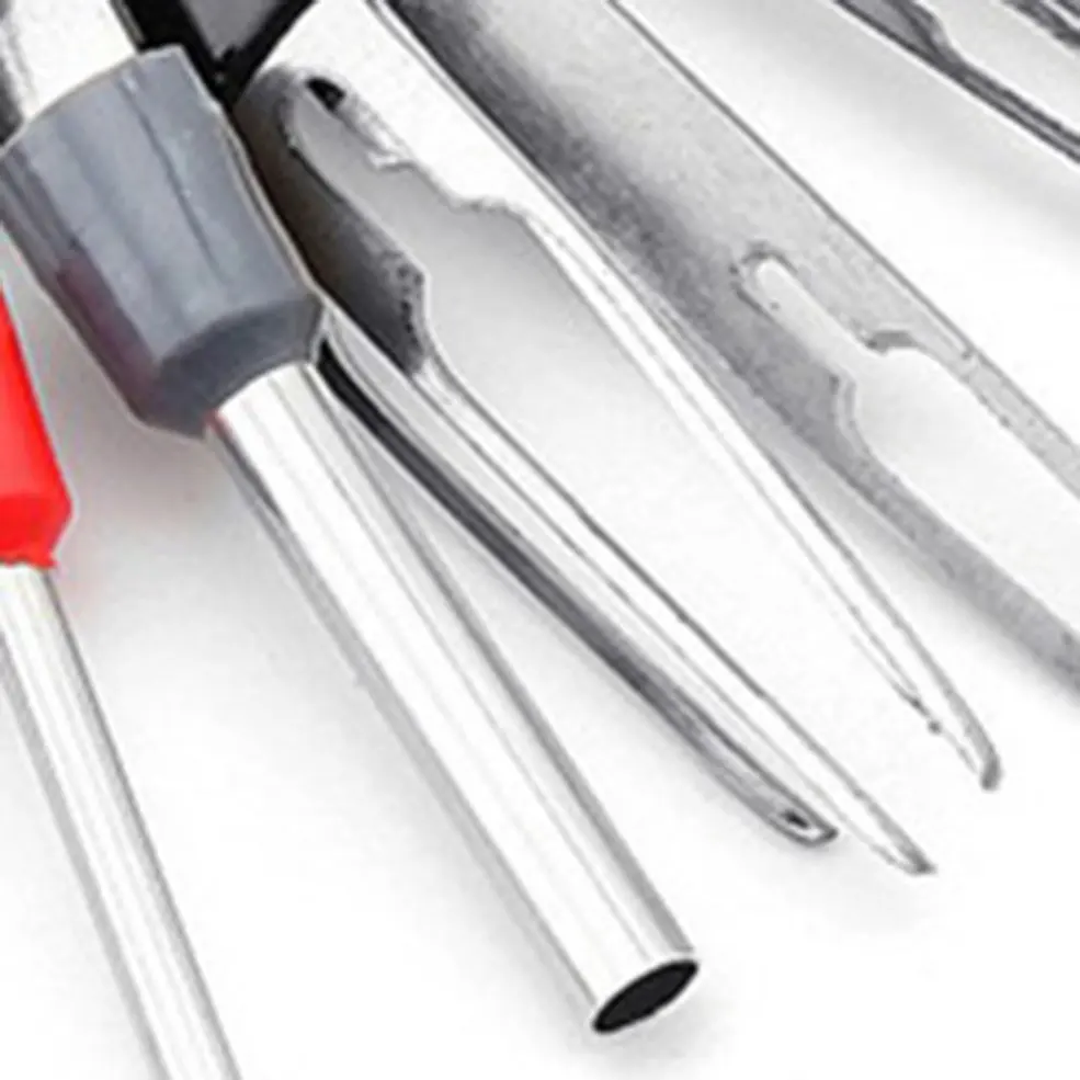 Automotive wiring harness plug terminal removal tool 11-piece push pin tool car repair tool needle remover
Automotive wiring harness plug terminal removal tool 11-piece push pin tool car repair tool needle remover