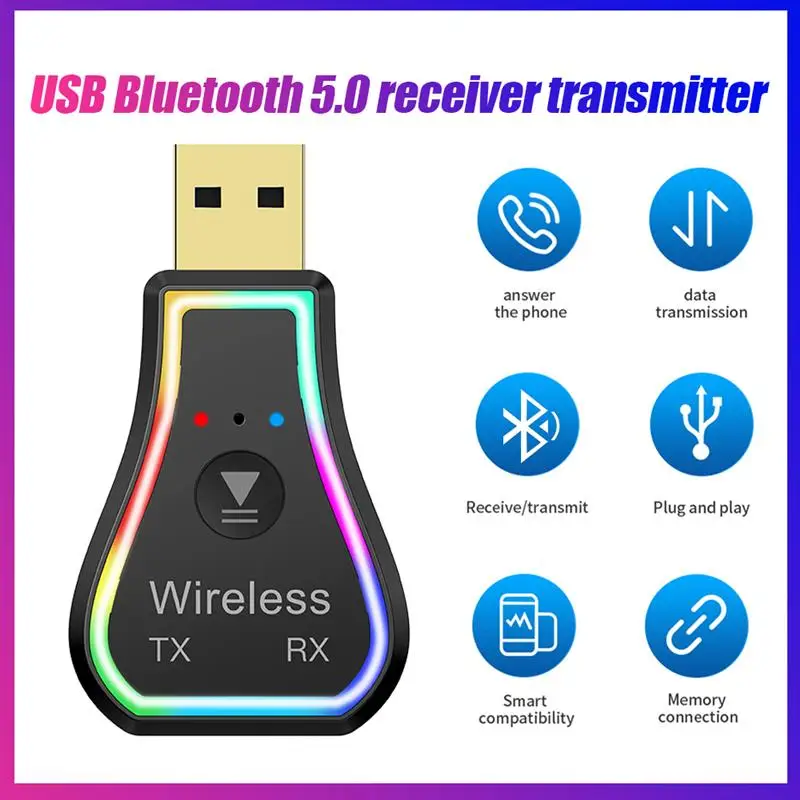 Bluetooth Transmitter Receiver Adapter Bluetooth 5.0 Wireless Audio Adapter With Colorful Lights Car Hands-Free Call Adapter
Bluetooth Transmitter Receiver Adapter Bluetooth 5.0 Wireless Audio Adapter With Colorful Lights Car Hands-Free Call Adapter