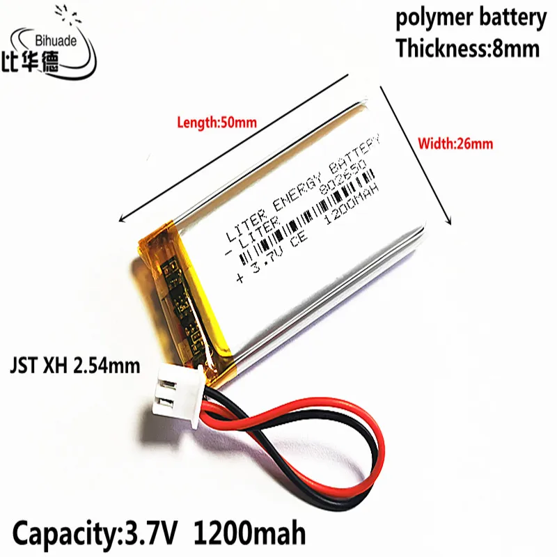 10pcs JST XH 2.54mm 3.7V 1200MAH802650 Lithium Polymer LiPo Rechargeable Battery For Mp3 headphone PAD DVD bluetooth camera
10pcs JST XH 2.54mm 3.7V 1200MAH802650 Lithium Polymer LiPo Rechargeable Battery For Mp3 headphone PAD DVD bluetooth camera