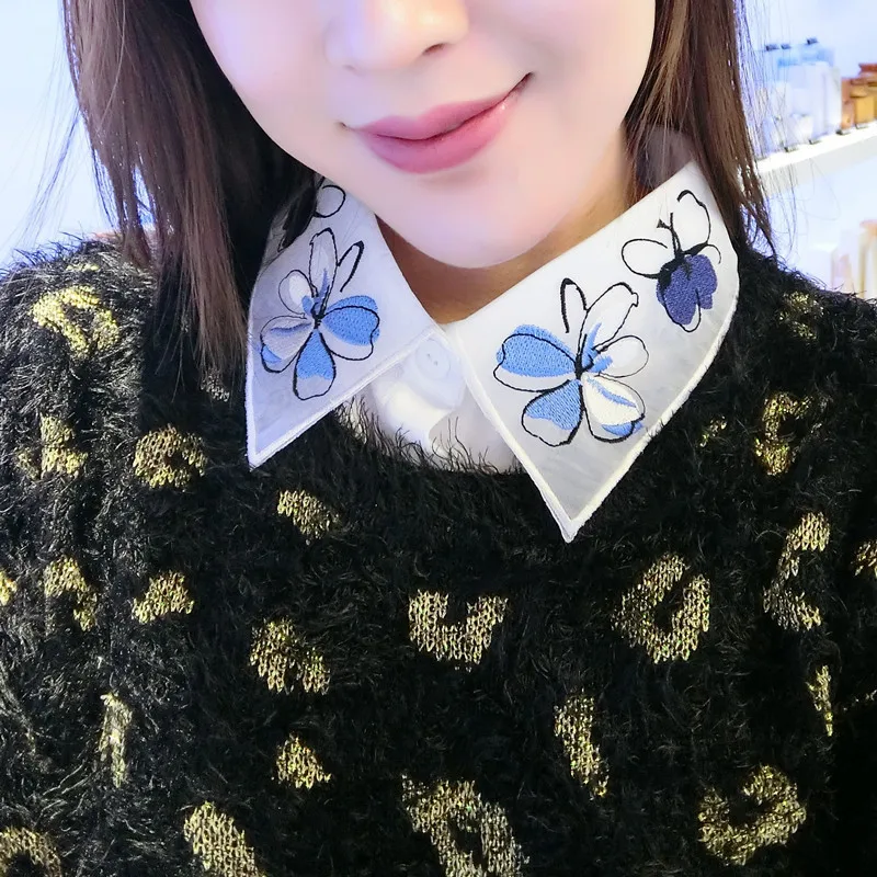 Women Shirt Floral Embroidery Sweater False Collar Necklace Removable Half Blouse Tops Detachable Lapel Shirt Flase Collars
Women Shirt Floral Embroidery Sweater False Collar Necklace Removable Half Blouse Tops Detachable Lapel Shirt Flase Collars