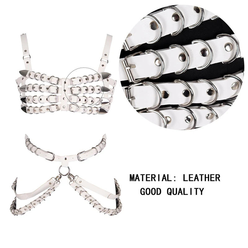Leather Harness Bra Garter Belt Set Chest Bondage Harajuku Goth Hollow Out Sexy Lingerie Punk Style Suspenders for Women 
Leather Harness Bra Garter Belt Set Chest Bondage Harajuku Goth Hollow Out Sexy Lingerie Punk Style Suspenders for Women