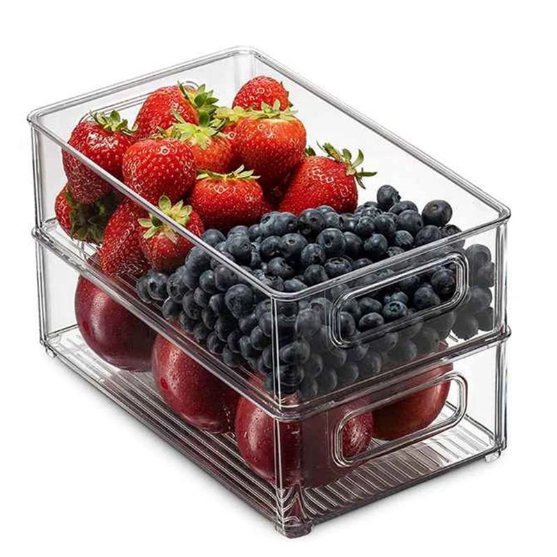 Refrigerator Organizer,Stackable Clear Organizers Bins with Handles,for Kitchen and Cabinet Storage
Refrigerator Organizer,Stackable Clear Organizers Bins with Handles,for Kitchen and Cabinet Storage