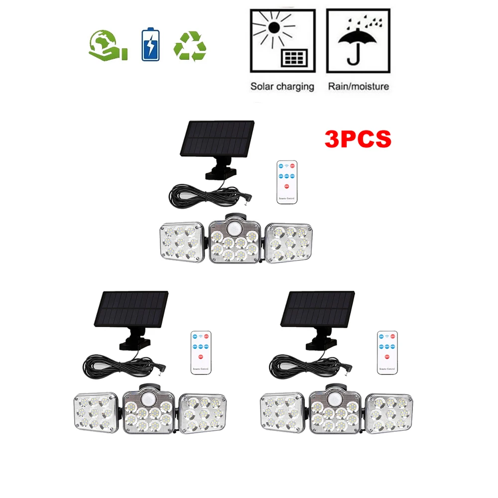 Уличный светильник на солнечной батарее с дистанционным управлением, 138 светодиодов, 4 головки, Широкий угол освещения, датчик движения, Сол... 
Уличный светильник на солнечной батарее с дистанционным управлением, 138 светодиодов, 4 головки, Широкий угол освещения, датчик движения, Сол...