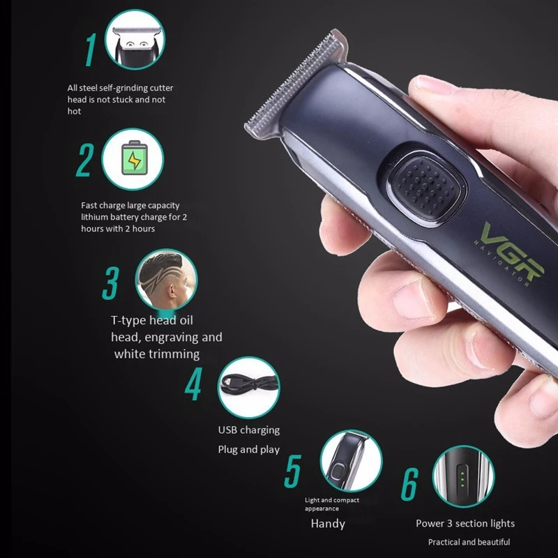 Vgr V-020 Wireless Rechargeable Shaver Hair Trimmer Beard Car Trimer for Men Usb Electric Stubble Edge Razor Cutter Hair Cutting
Vgr V-020 Wireless Rechargeable Shaver Hair Trimmer Beard Car Trimer for Men Usb Electric Stubble Edge Razor Cutter Hair Cutting