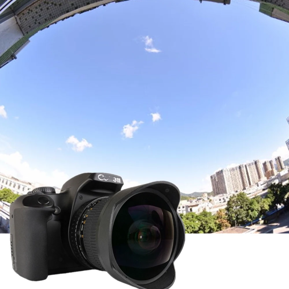 Ультраширокоугольный объектив рыбий глаз 8 мм F/3 5 ручной совместим с DSLR камерами