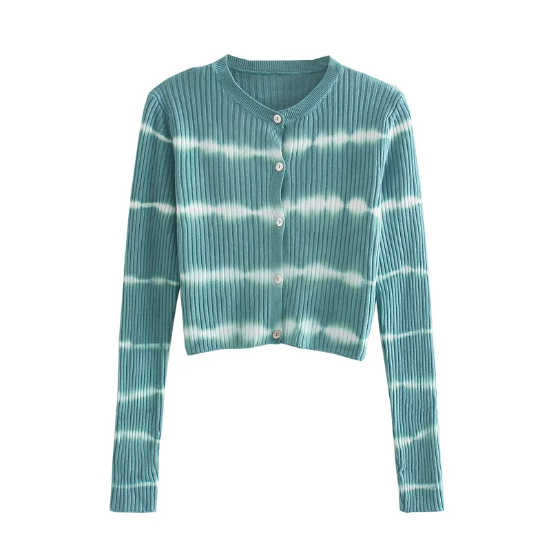2021 Fashion Women Tie Dye Striped Cropped Cardigan Slim Soft Knitted Sweater Crew Neck Long Sleeve Single Breasted Cardigans
2021 Fashion Women Tie Dye Striped Cropped Cardigan Slim Soft Knitted Sweater Crew Neck Long Sleeve Single Breasted Cardigans