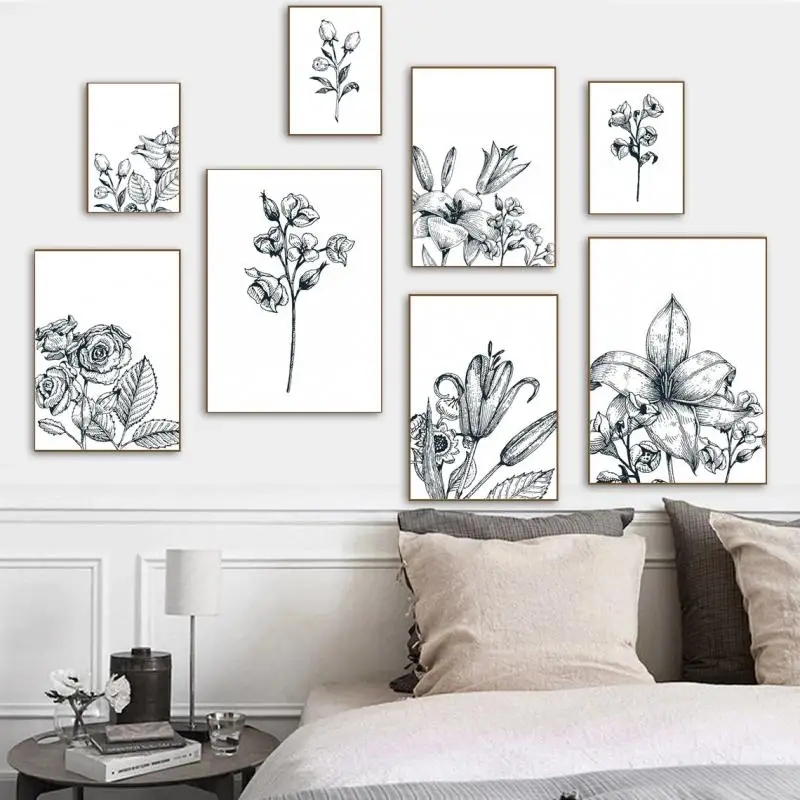 Black White Botanical Flower Drawing Decorative Pictures Nordic Poster and Print Modern Wall Art Canvas Painting Home Decoration
Black White Botanical Flower Drawing Decorative Pictures Nordic Poster and Print Modern Wall Art Canvas Painting Home Decoration