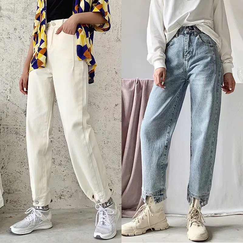 Winter new European and American style retro wash loose jeans women, street fashion casual buckles, small feet, versatile jeans
Winter new European and American style retro wash loose jeans women, street fashion casual buckles, small feet, versatile jeans