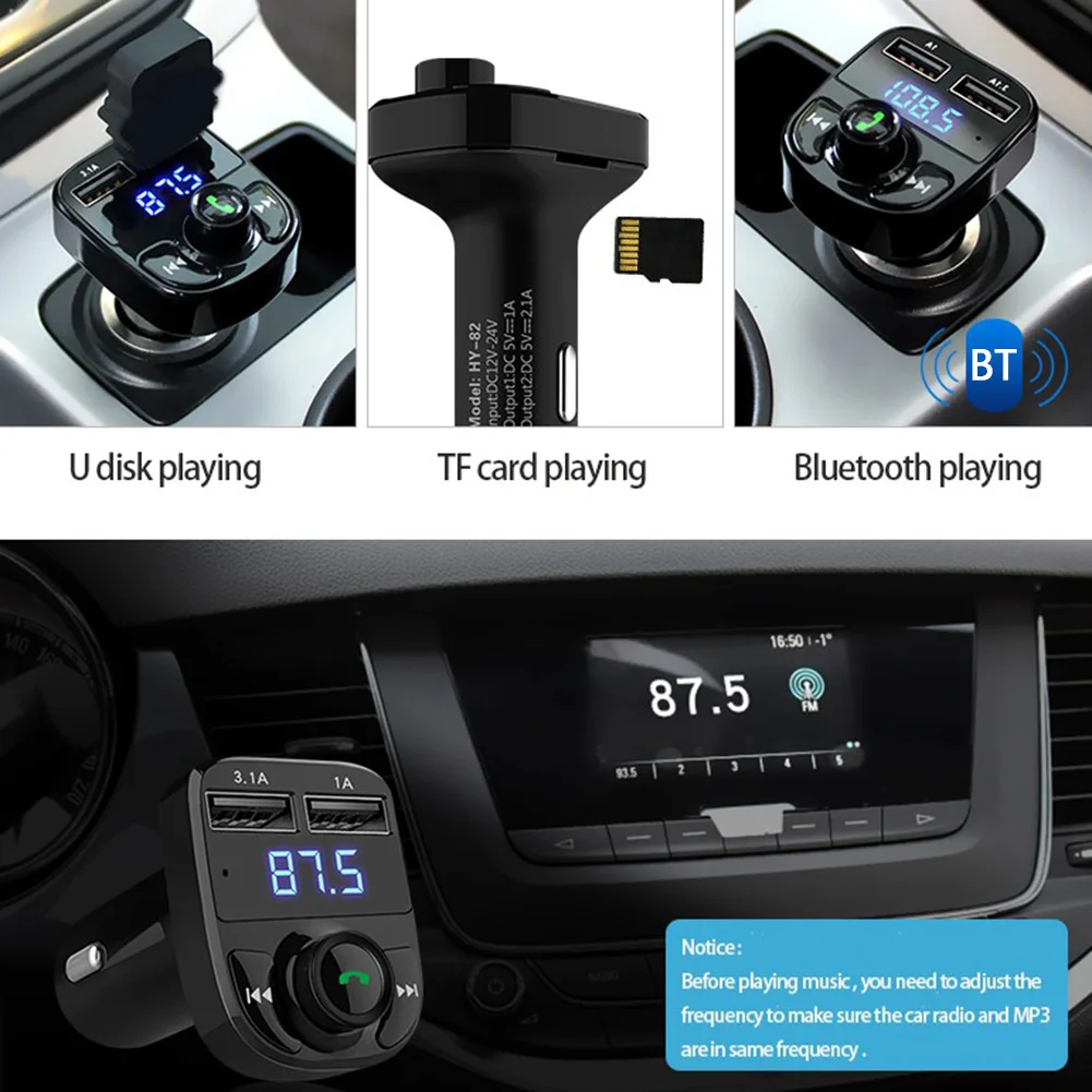 HY82 FM Transmitter Bluetooth Handsfree Car Kit MP3 Player Dual USB Charger Wireless FM Radio Adapter Converter Accessories
HY82 FM Transmitter Bluetooth Handsfree Car Kit MP3 Player Dual USB Charger Wireless FM Radio Adapter Converter Accessories