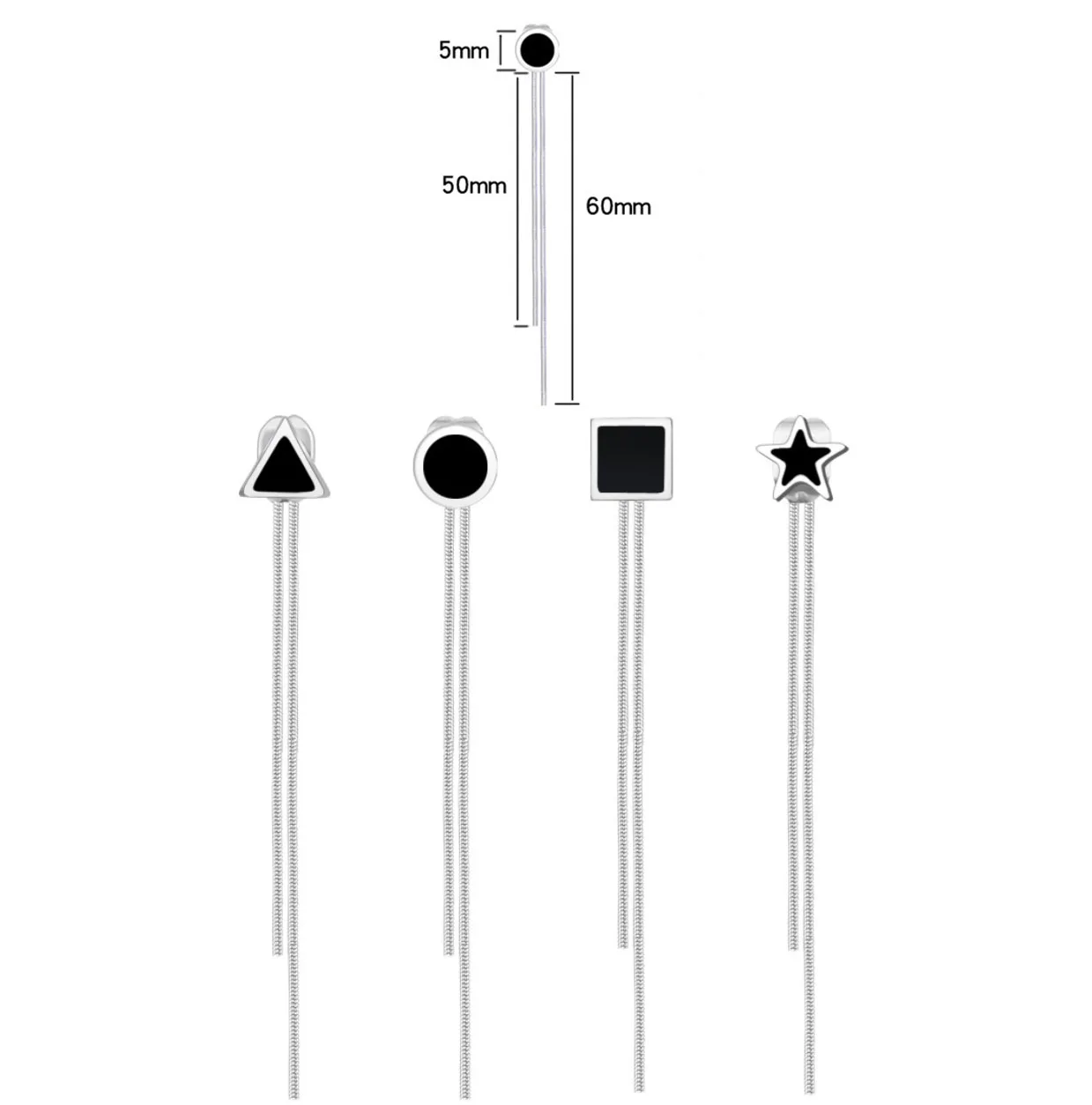 Simple Design Long Tassel Women Earrings Triangle Star Geometric Polygonal Stud Earrings Sliver color stainless steel Jewelry
Simple Design Long Tassel Women Earrings Triangle Star Geometric Polygonal Stud Earrings Sliver color stainless steel Jewelry
