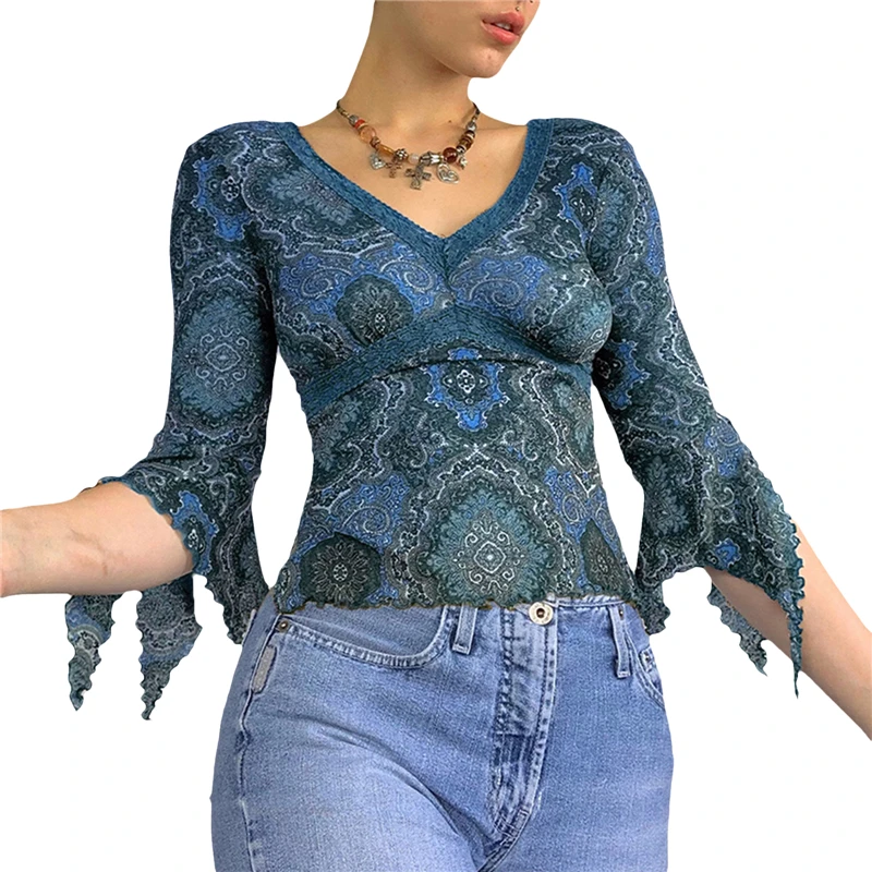 Y2k Vintage Floral Print Long Sleeve Crop Top Women Slim Knitted T Shirt Retro Style Chic Grunge Aesthetic Streetwear
Y2k Vintage Floral Print Long Sleeve Crop Top Women Slim Knitted T Shirt Retro Style Chic Grunge Aesthetic Streetwear