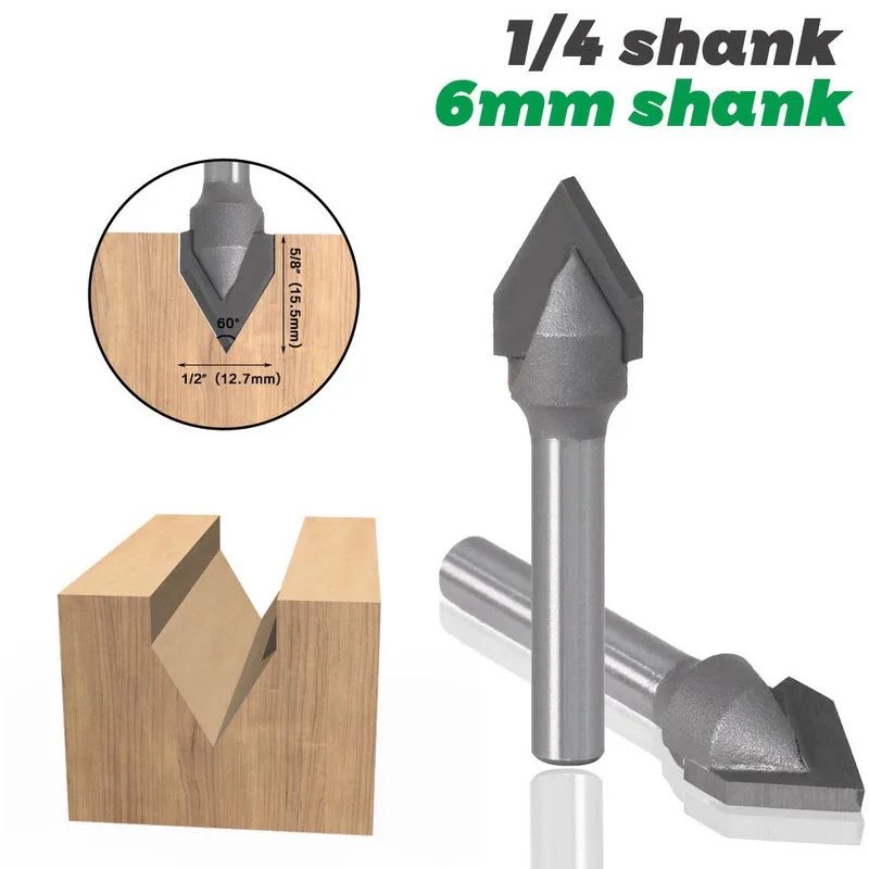 1Pcs V Groove Tungsten Steel Router Bit 60 Degree CNC Trimming Engraving Bit Milling Cutter For Woodworking 6mm 1/4 Shank
1Pcs V Groove Tungsten Steel Router Bit 60 Degree CNC Trimming Engraving Bit Milling Cutter For Woodworking 6mm 1/4 Shank