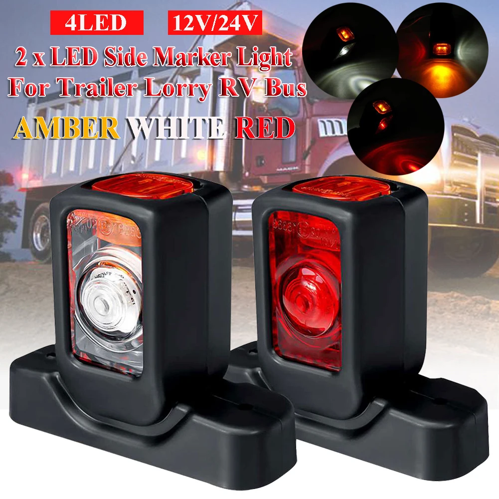 Pair 12/24V Truck LED Side Marker Light Triple Amber White Red Indicator Lamps For Trailer Lorry RV Bus
Pair 12/24V Truck LED Side Marker Light Triple Amber White Red Indicator Lamps For Trailer Lorry RV Bus