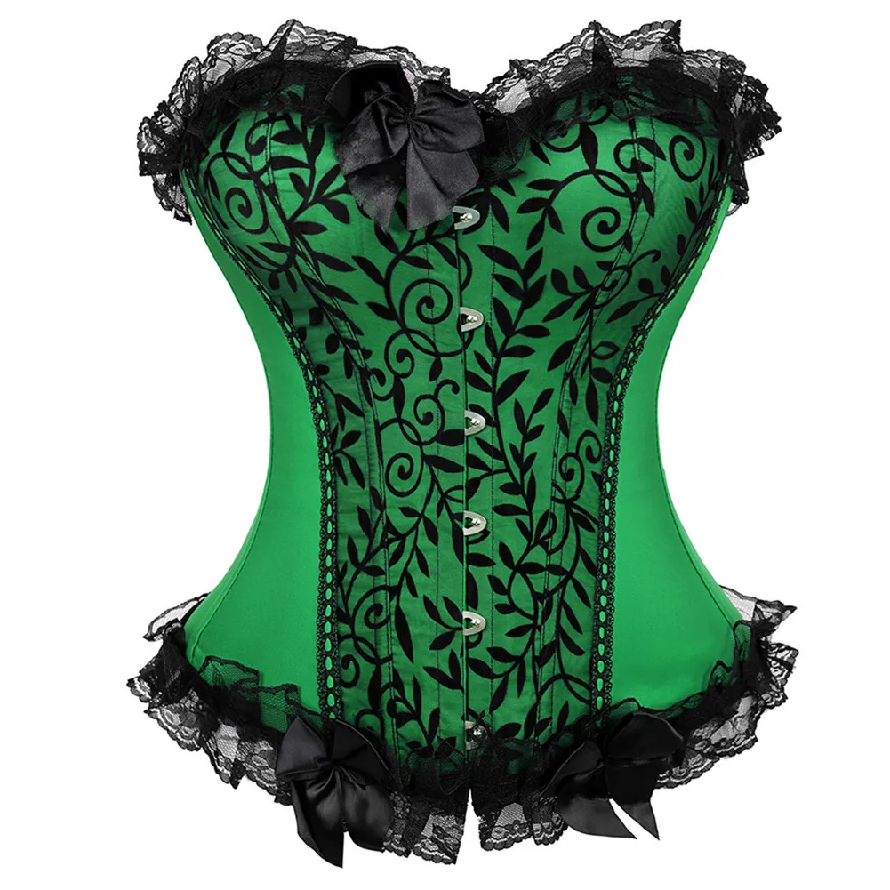 

Sexy Womens Boned Lace up Corsets and Bustiers Shapewear Lingerie Overbust Corset Plus Size S-6XL Brocade Vintage Lace Corselet