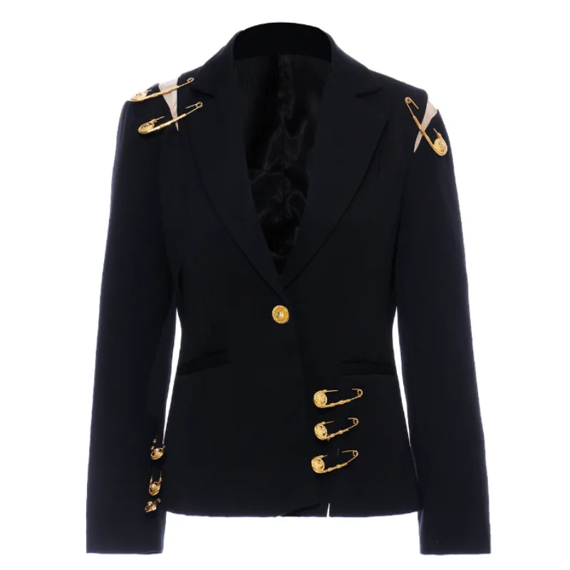 2021 Autumn Tailored Coat Women's Handsome Pin Personality Shoulder Splicing Mesh Hollow Slim Exquisite Small Suit Jacket Coats
2021 Autumn Tailored Coat Women's Handsome Pin Personality Shoulder Splicing Mesh Hollow Slim Exquisite Small Suit Jacket Coats