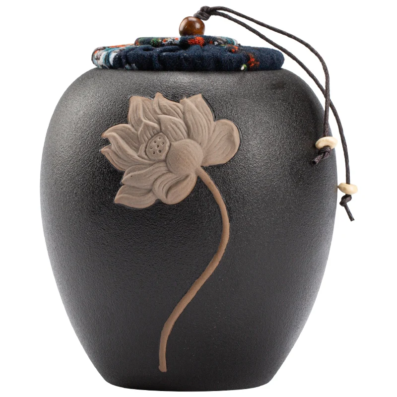 

Porcelain 14cm Lotus Tea Caddy Ceramic Teaset Chinese Kung Fu Coarse Pottery Teaset Home Decor
