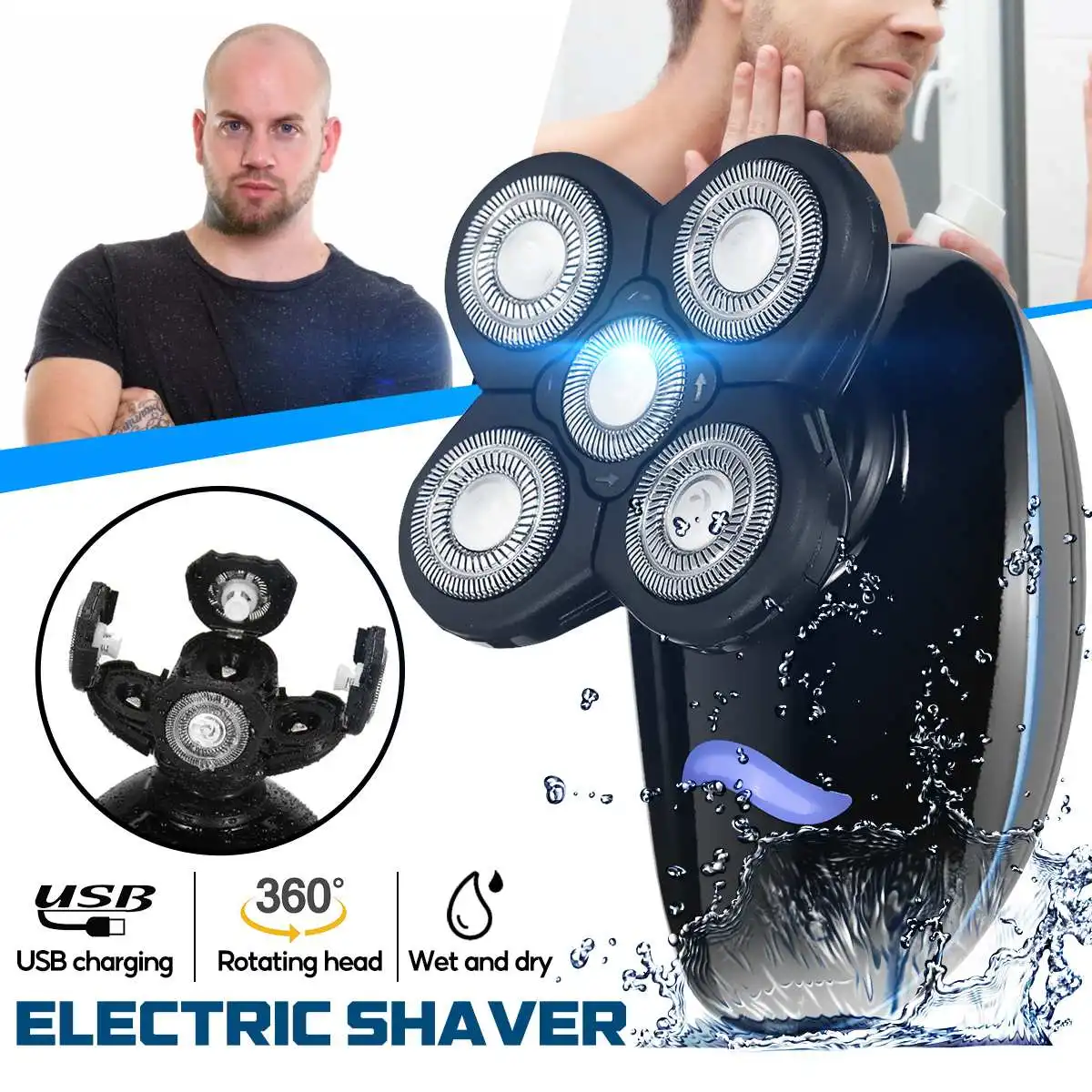 5 In 1 4D Men's Rechargeable Bald Head Electric Shaver 5 Floating Heads Beard Nose Ear Hair Trimmer Razor Clipper Facial Brush
5 In 1 4D Men's Rechargeable Bald Head Electric Shaver 5 Floating Heads Beard Nose Ear Hair Trimmer Razor Clipper Facial Brush