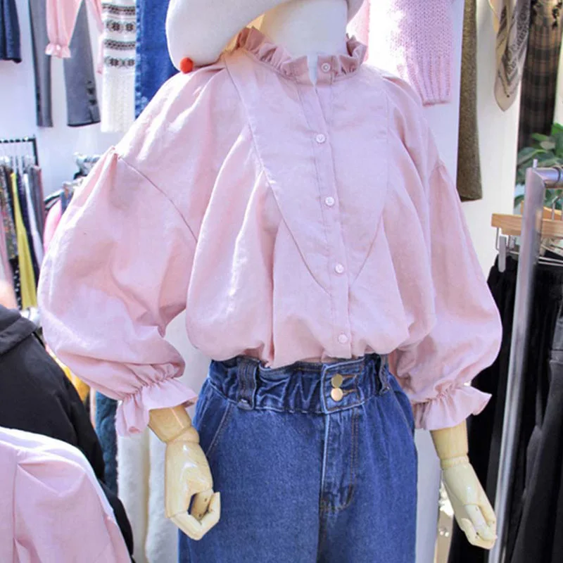 Sweet Edible Tree Fungus Stand Collar Women Buttoned Shirt Blouses Korean Fashion Pink Ladies Tops 2021 New Blusas Mujer
Sweet Edible Tree Fungus Stand Collar Women Buttoned Shirt Blouses Korean Fashion Pink Ladies Tops 2021 New Blusas Mujer
