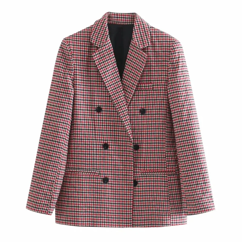 Women Fashion Plaid Blazers 2021 Autumn Double Breasted Slim Suit Casual Office Lady Jacket Coat
Women Fashion Plaid Blazers 2021 Autumn Double Breasted Slim Suit Casual Office Lady Jacket Coat