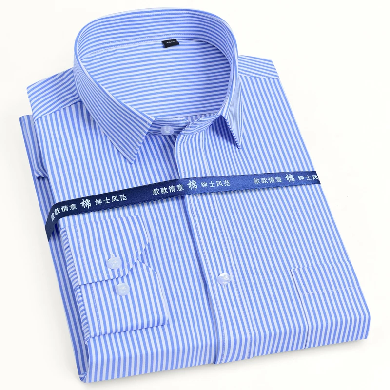 Men's Classic Long Sleeve Solid/striped Basic Dress Shirts Single Patch Pocket Formal Business Standard-fit Office Social Shirt
Men's Classic Long Sleeve Solid/striped Basic Dress Shirts Single Patch Pocket Formal Business Standard-fit Office Social Shirt