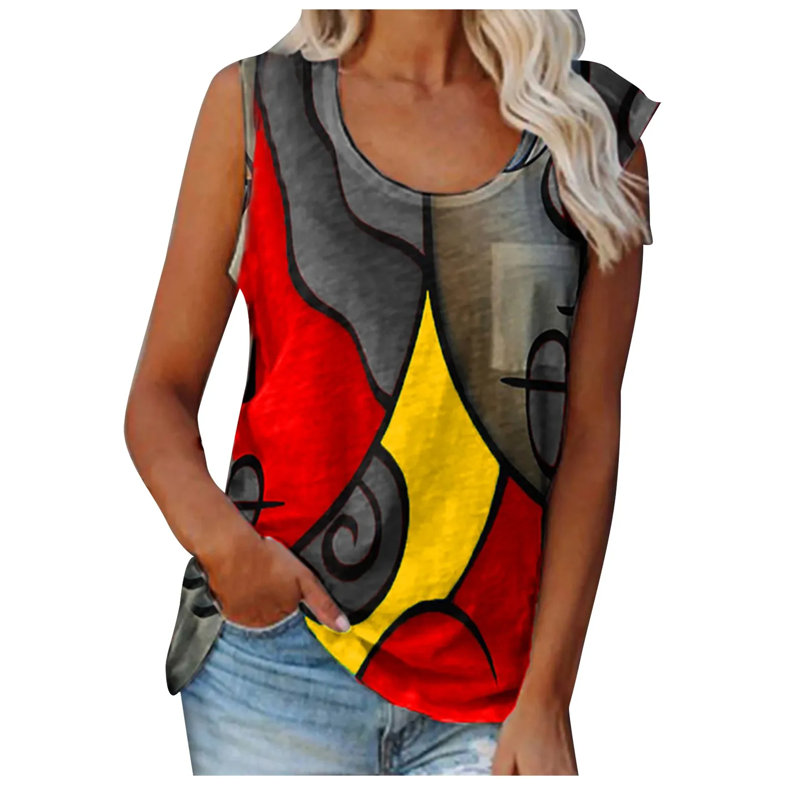Plus Size Tops For Ladies Blusas Mujer De Moda 2021 Women's Fashion Stitching Printed Pockets Round Neck Casual Basic Tops
Plus Size Tops For Ladies Blusas Mujer De Moda 2021 Women's Fashion Stitching Printed Pockets Round Neck Casual Basic Tops