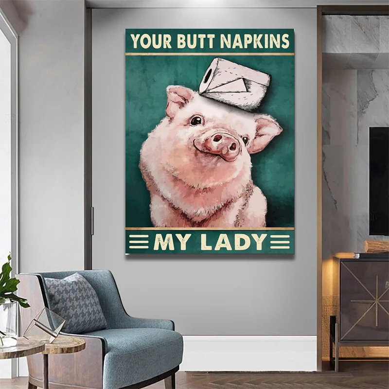 Funny Bathroom Piggy Poster Your Butt Napkins My Lady Canvas Prints Painting Vintage Wall Art for Bedroom Toilet Home Decor
Funny Bathroom Piggy Poster Your Butt Napkins My Lady Canvas Prints Painting Vintage Wall Art for Bedroom Toilet Home Decor