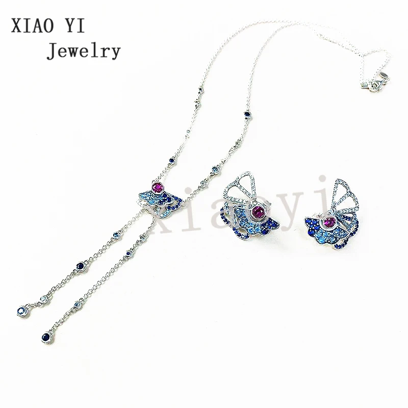 XIAOYI 2020 NEW S925 blue fan shape fringed long Y necklace earring set love gift for European Oriental special jewelry female
XIAOYI 2020 NEW S925 blue fan shape fringed long Y necklace earring set love gift for European Oriental special jewelry female
