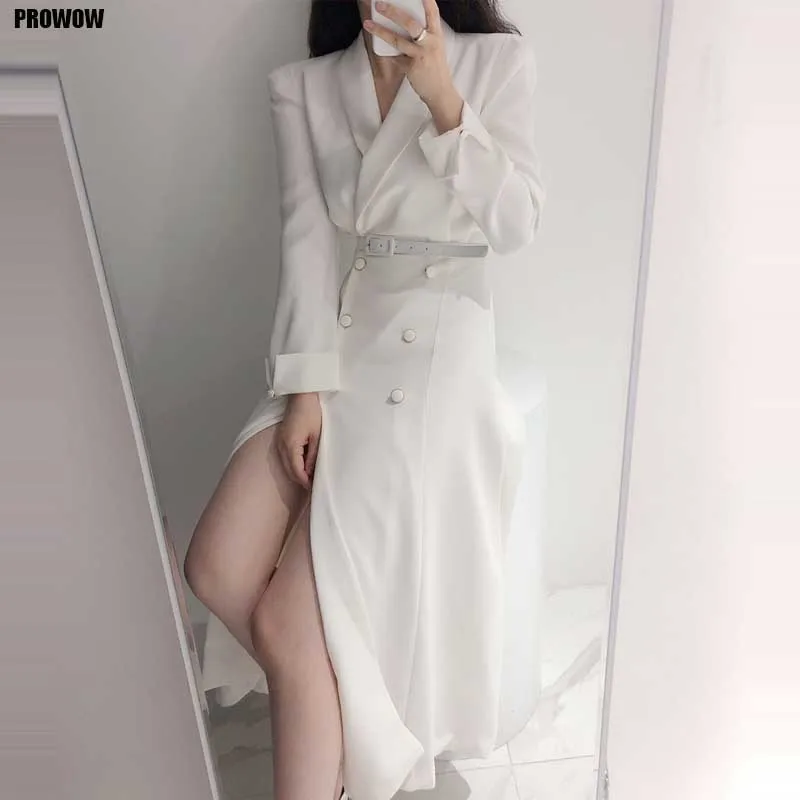 One-Piece Ladies Elegant Lapel Double-Breasted Dress Korean French Slim Long Sleeve Dress 2021 Spring Autumn Fashion Women Dress 
One-Piece Ladies Elegant Lapel Double-Breasted Dress Korean French Slim Long Sleeve Dress 2021 Spring Autumn Fashion Women Dress