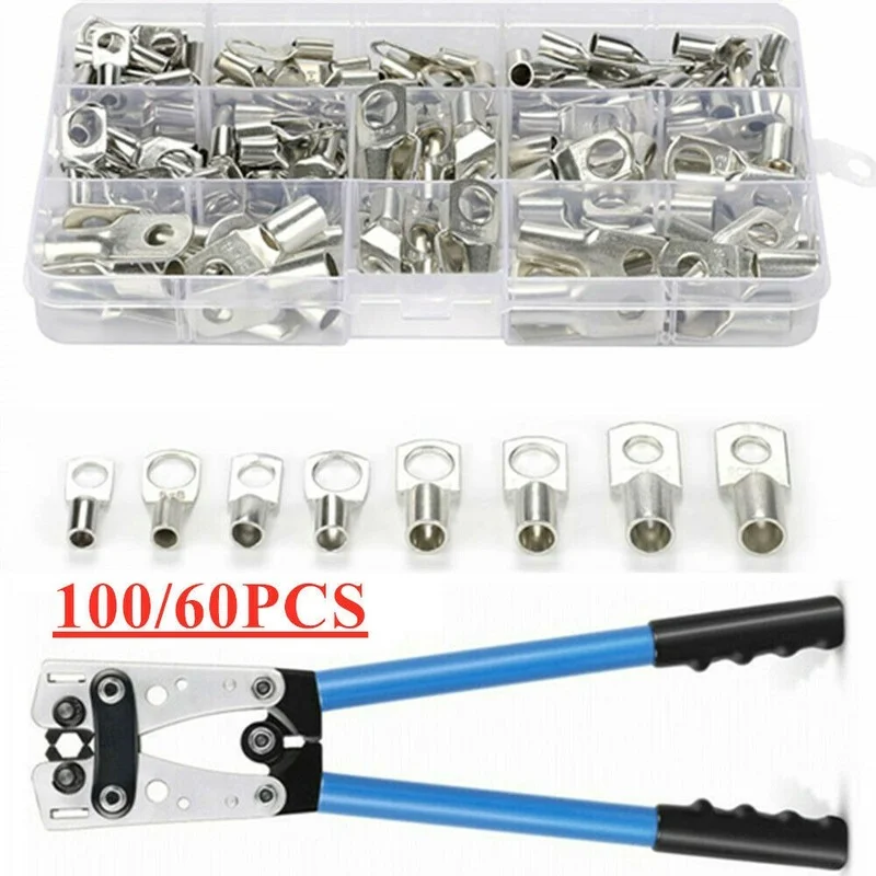 60/100Pcs Assortment SC Bare Tinned Copper Lug Terminals Ring Seal Wire Connectors Bare Cable Crimped/Soldered Terminal + Plier
60/100Pcs Assortment SC Bare Tinned Copper Lug Terminals Ring Seal Wire Connectors Bare Cable Crimped/Soldered Terminal + Plier