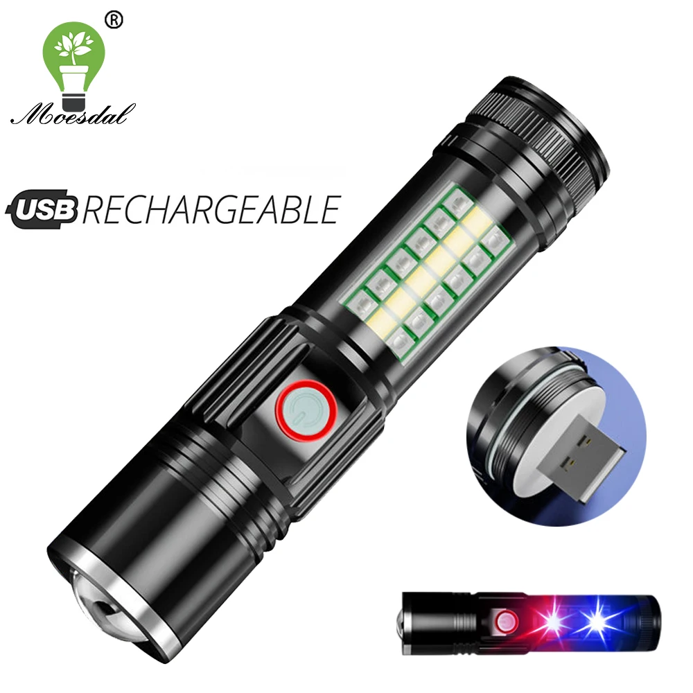Rechargeable LED Flashlight Super Bright Torch XPG+ Red and Blue COB Warning Light Waterproof USB Rechargeable Flashlight
Rechargeable LED Flashlight Super Bright Torch XPG+ Red and Blue COB Warning Light Waterproof USB Rechargeable Flashlight