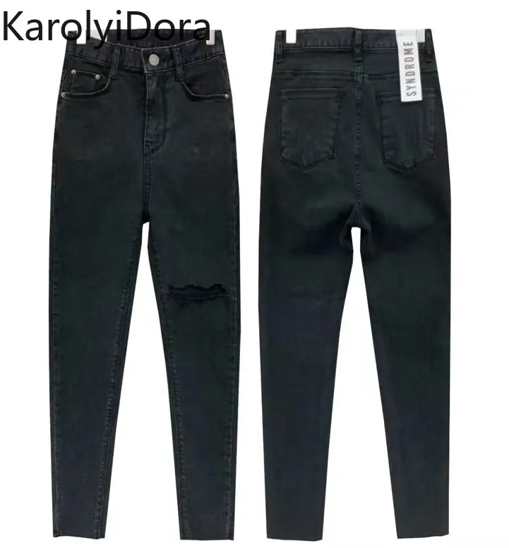 Fashion 2020 Spring Korean version of the new autumn was thin thin black pants hole pants jeans women 
Fashion 2020 Spring Korean version of the new autumn was thin thin black pants hole pants jeans women