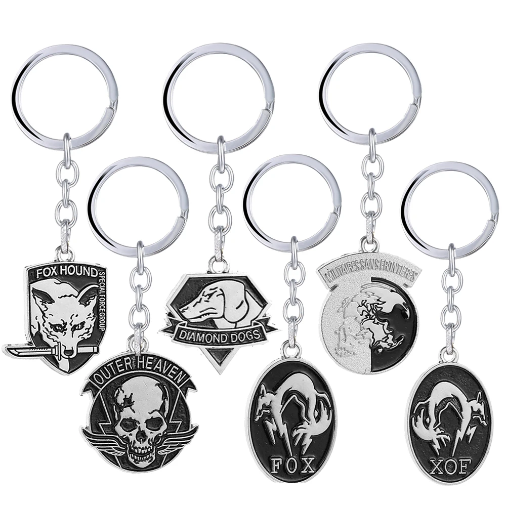 J Store Game Metal gear solid 5 Keychains Fox hound /outer heaven llaveros metal key chain skull animal game souvenir jewelry
J Store Game Metal gear solid 5 Keychains Fox hound /outer heaven llaveros metal key chain skull animal game souvenir jewelry