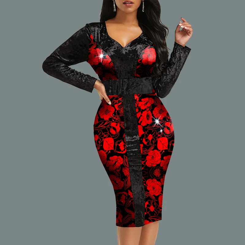 Party Dresses for Women 2021 Fashion Elegant Printed Bodycon Dress Autumn Vintage Sexy V Neck Long Sleeve Slim Work Dresses
Party Dresses for Women 2021 Fashion Elegant Printed Bodycon Dress Autumn Vintage Sexy V Neck Long Sleeve Slim Work Dresses