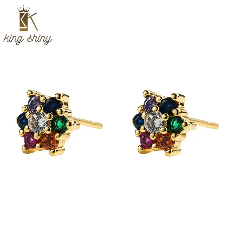 Luxury Rainbow Simple CZ Flower Statement Copper Stud Earrings Cute Colorful Micro Cubic Zirconia Charm Stud Earrings for Woman 
Luxury Rainbow Simple CZ Flower Statement Copper Stud Earrings Cute Colorful Micro Cubic Zirconia Charm Stud Earrings for Woman