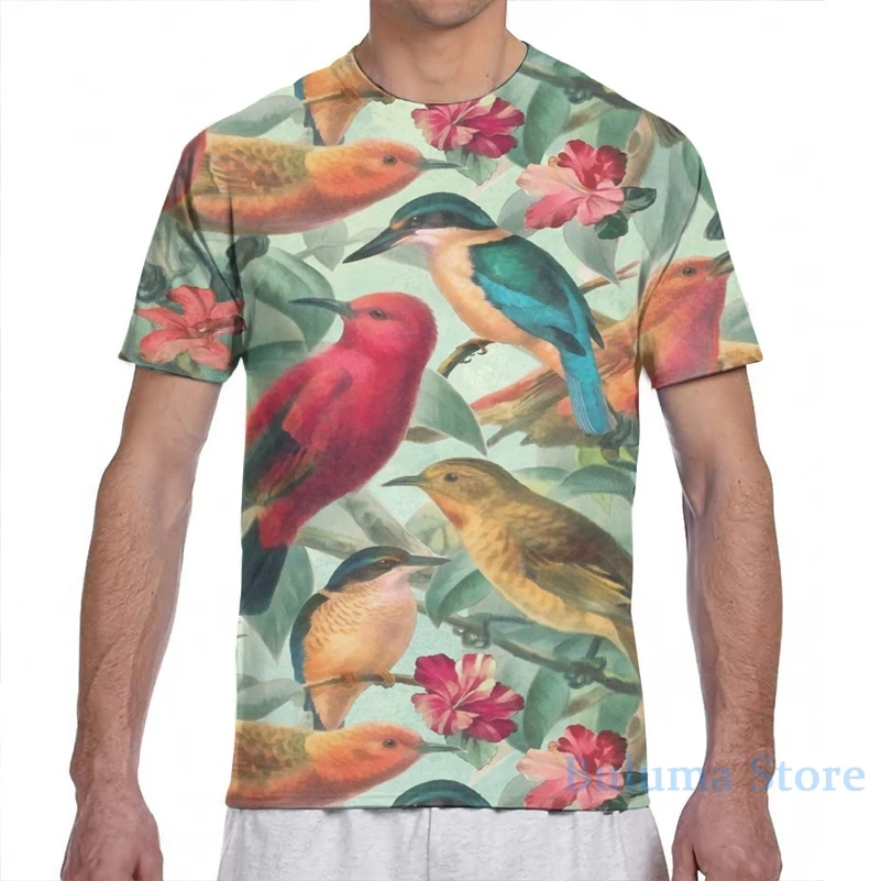 Birds in a summer garden men T-Shirt women all over print fashion girl t shirt boy tops tees Short Sleeve tshirts | Мужская одежда