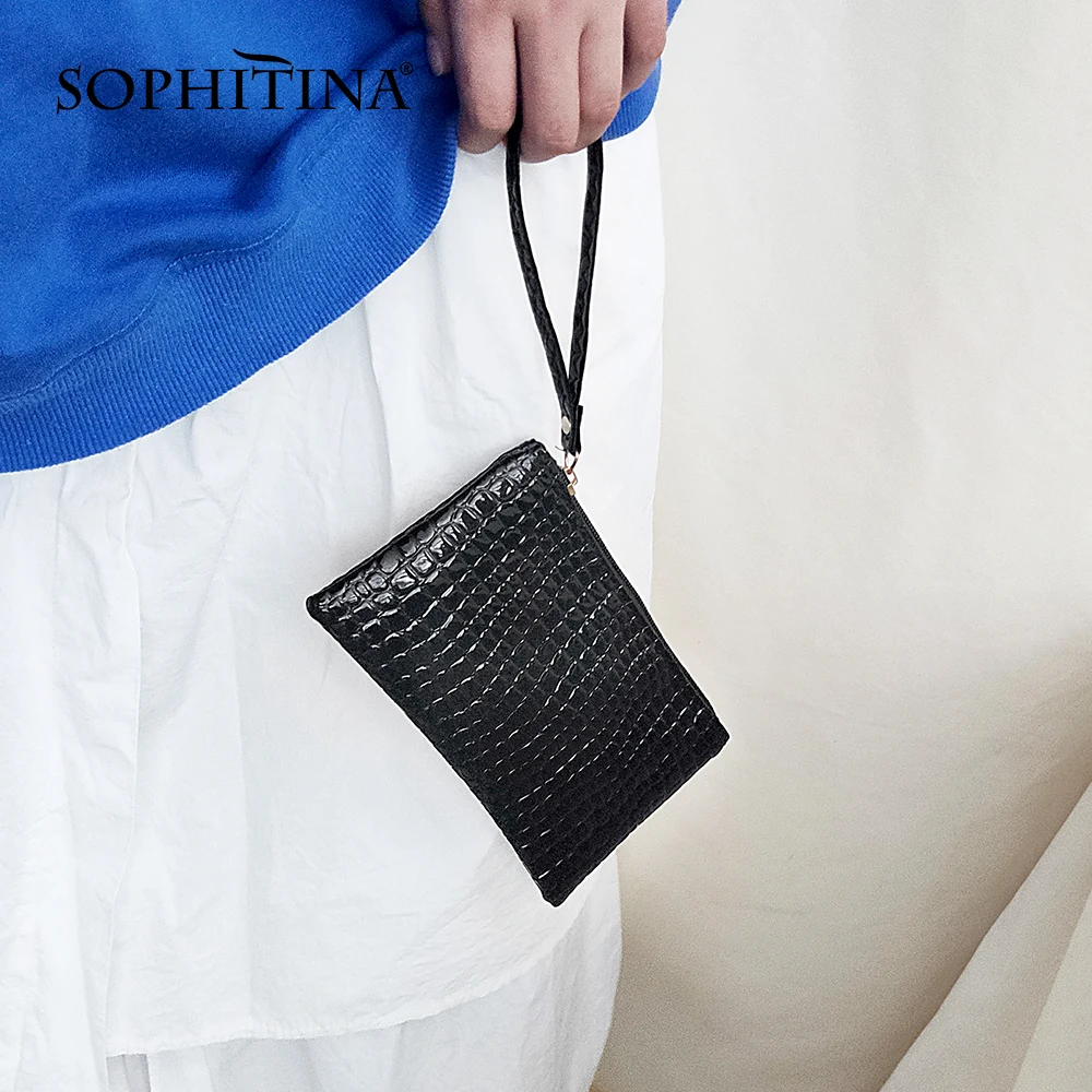 SOPHITINA Fashion Women Wallet Casual Plaid Zipper Rectangle Coin Purses Clutch Phone Bags Classic Black Mini Women's E2 | Багаж и