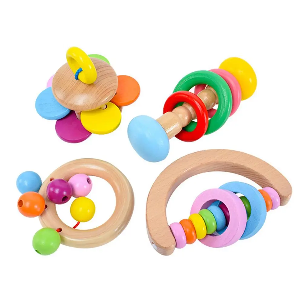 Wooden Silicone Baby Grasping Toys Baby Teether Toys With Wooden Rattles For More Than 3 Month Newborns 4PCS 
Wooden Silicone Baby Grasping Toys Baby Teether Toys With Wooden Rattles For More Than 3 Month Newborns 4PCS