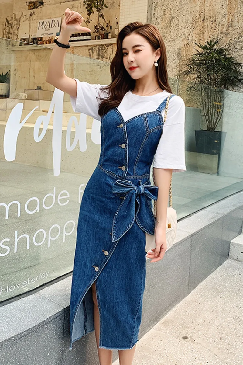Dresses for Women Summer Bow Denim Dress for Women Summer 2020 New Korean Style Retro Fashion Suspenders Dress
Dresses for Women Summer Bow Denim Dress for Women Summer 2020 New Korean Style Retro Fashion Suspenders Dress