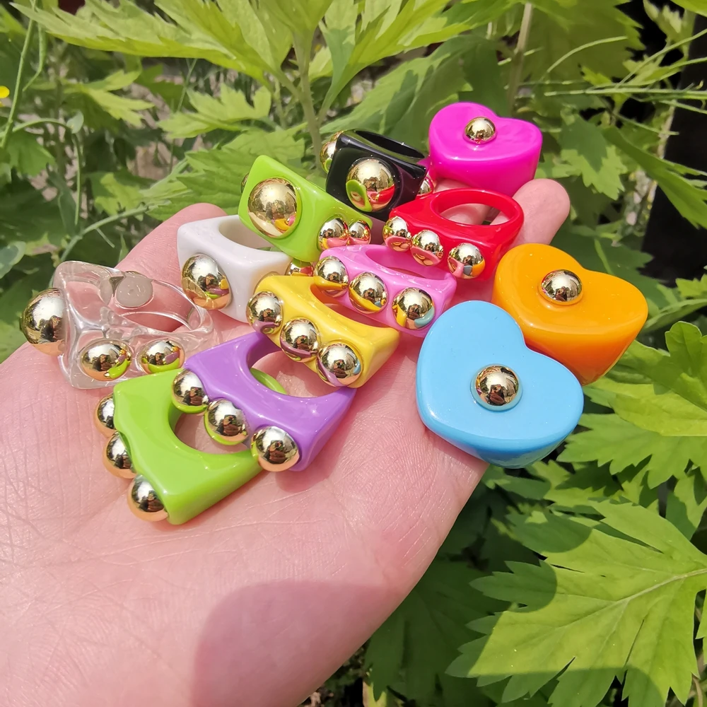 OUREX Geometric Big Resin Rings For Women Colorful Large Square Acrylic Golden Bead Ring Female Party Aesthetic Jewelry
OUREX Geometric Big Resin Rings For Women Colorful Large Square Acrylic Golden Bead Ring Female Party Aesthetic Jewelry
