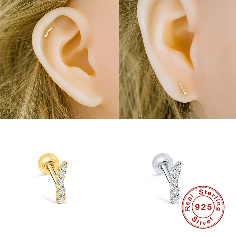 

Boako S925 Sterling Silver Bling Zircon MINI Stud Earring For Women brincos oorbellen pendientes Minimalist Korean Fine Jewelry
