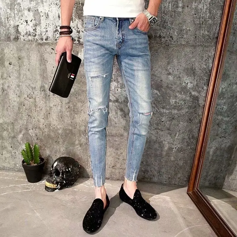 Denim Jeans men's spring autumn 2021 Fashion brand stretch Korean pants ripped holes casual light-colored teenager pencil pants
Denim Jeans men's spring autumn 2021 Fashion brand stretch Korean pants ripped holes casual light-colored teenager pencil pants