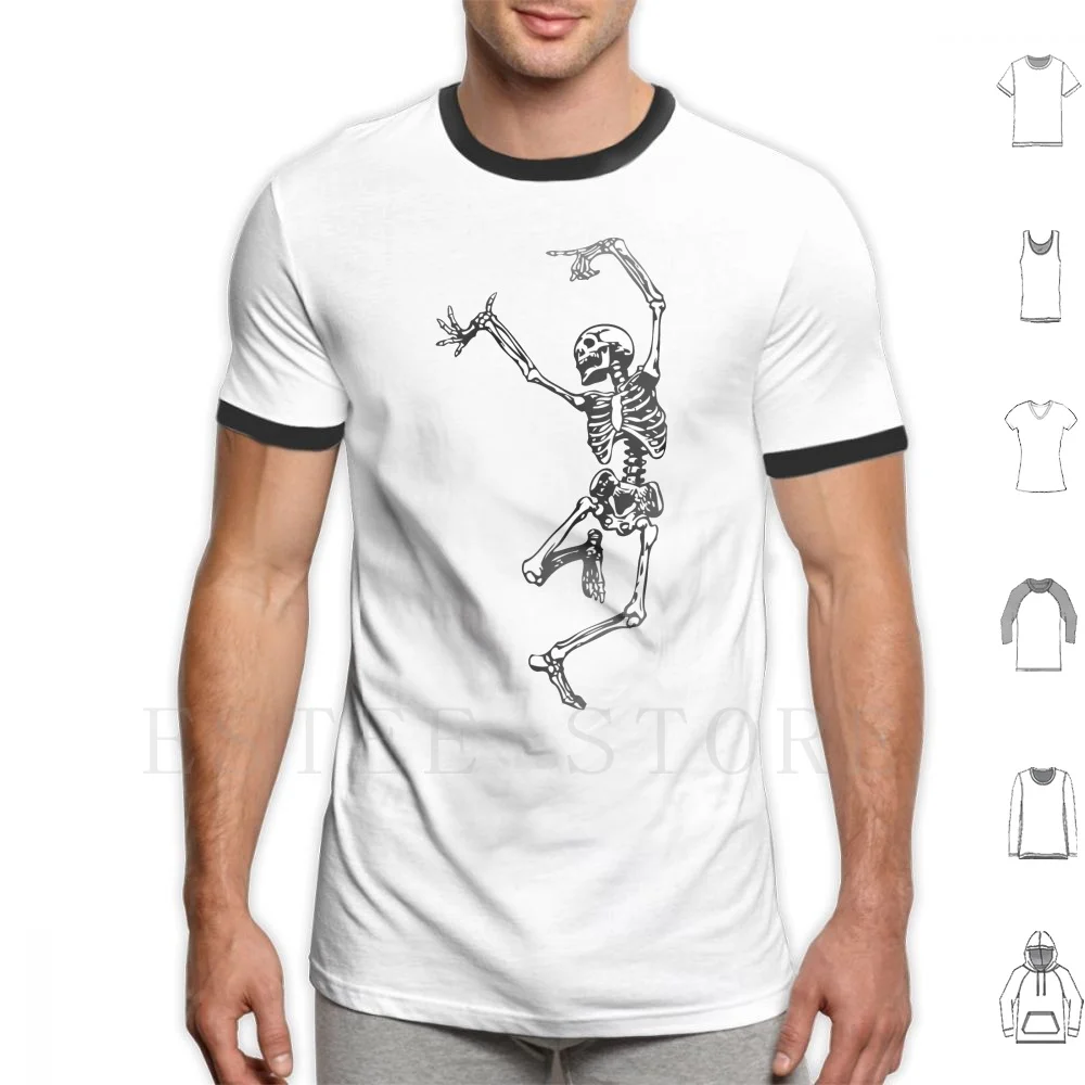 

Dancing Skeleton | Day Of The Dead | Dia De Los Muertos | Skulls And Skeletons | Black And White | T Shirt Cotton Men Diy Print