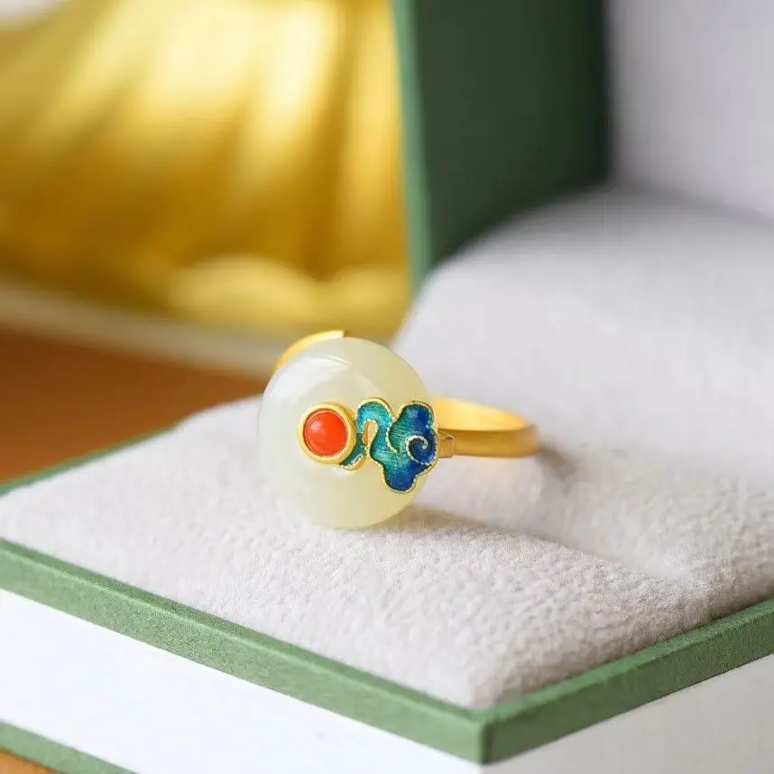 Natural Hetian Jade Peace Buckle Ring S925 Sterling Silver Burnt Blue Auspicious Clouds Retro Chinese Style Index Finger Ring Ad
Natural Hetian Jade Peace Buckle Ring S925 Sterling Silver Burnt Blue Auspicious Clouds Retro Chinese Style Index Finger Ring Ad